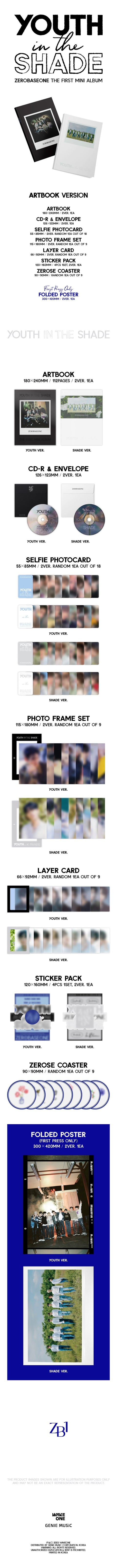 ZEROBASEONE The 1st Mini Album [YOUTH IN THE SHADE] (Random Ver.) (with Apple Music Exclusive Photocards)