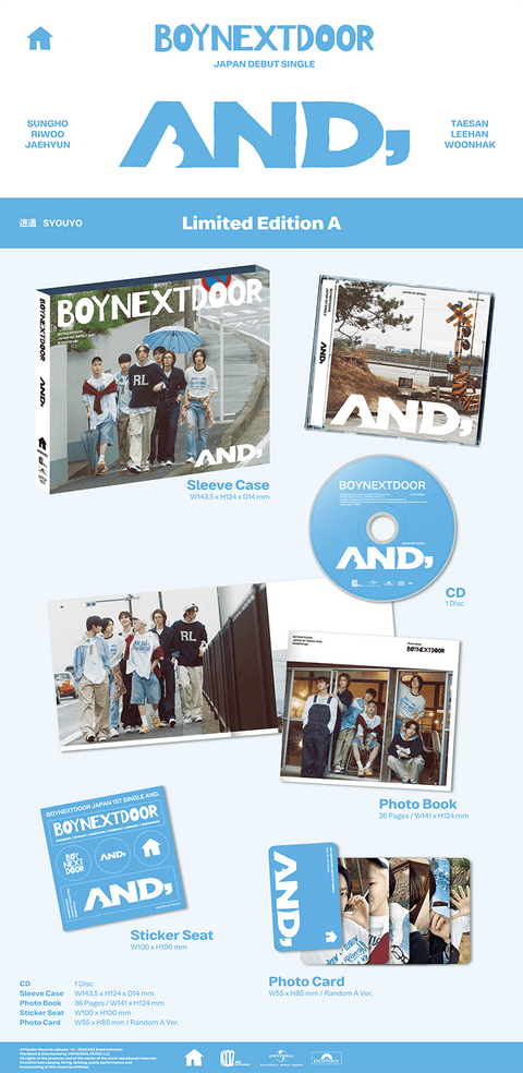 [SFKOREA] BOYNEXTDOOR - JAPAN 1ST SINGLE ALBUM [AND,] (LIMITED A)