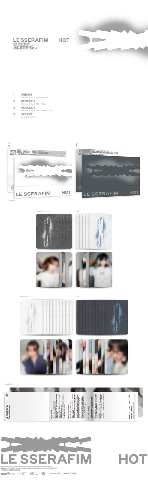 [PRE-ORDER] LE SSERAFIM - 5th mini album 'HOT' (Weverse Albums ver.) (+MAKESTAR P.O.B)