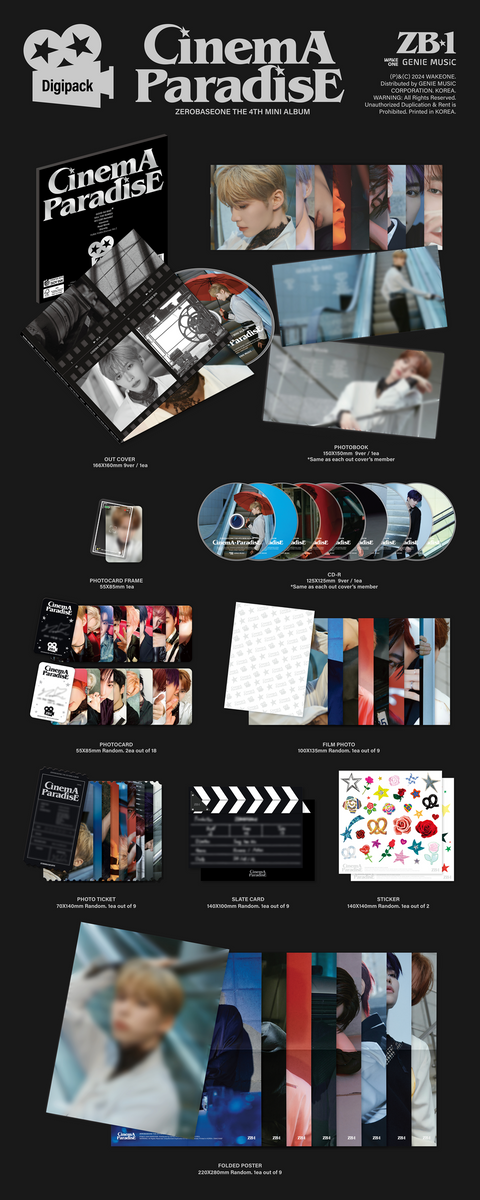 [SFKOREA] ZEROBASEONE - 4TH MINI ALBUM [CINEMA PARADISE] (Digipack Ver.) (+applemusic P.O.B)