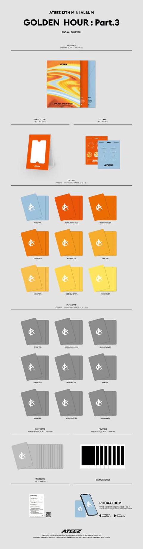[PRE-ORDER] ATEEZ - [GOLDEN HOUR : Part.3] (POCAALBUM ver.) (9 TYPES Random)(+Hellolive Video Call Event P.O.B)