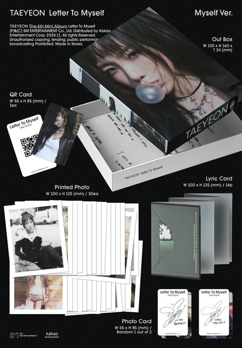 [SFKOREA] TAEYEON - 6th Mini Album [Letter To Myself] (Myself Ver.)