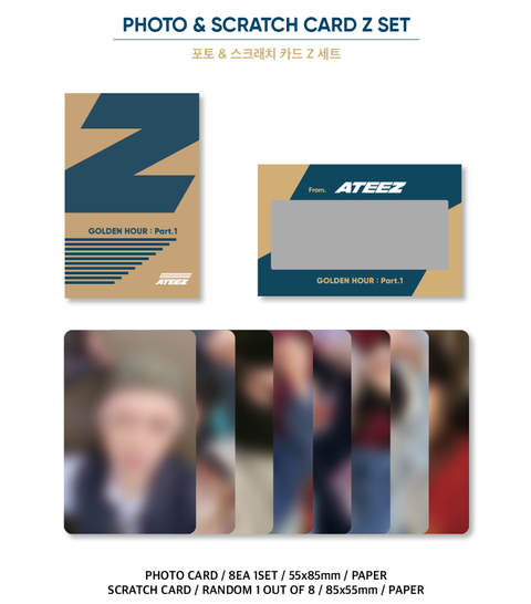 ATEEZ - OFFICIAL MD [GOLDEN HOUR : Part.1] (PHOTO & SCRATCH CARD Z SET)