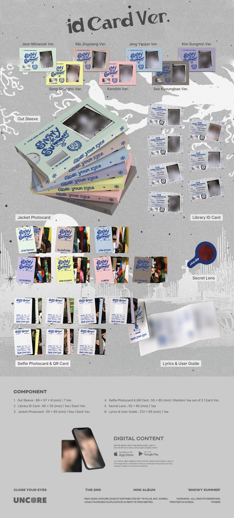 [PRE-ORDER] CLOSE YOUR EYES - 2nd mini album [Snowy Summer] (ID Card Ver.) (POCAALBUM) (7 TYPES Random) (+ MAKESTAR P.O.B)