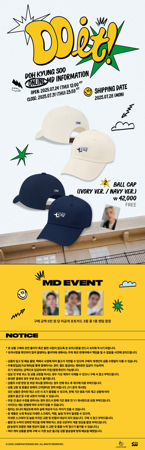 [PRE-ORDER] DOH KYUNG SOO - OFFICIAL MD [ASIA CONCERT TOUR DO it!] BALL CAP (NAVY VER.)