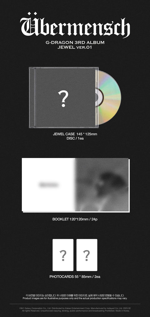 [PRE-ORDER] G-DRAGON - 3rd mini album [Übermensch] (JEWEL ver.)(+APPLEMUSIC P.O.B)