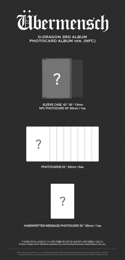 [PRE-ORDER] G-DRAGON - 3rd mini album [Übermensch] (PHOTOCARD ALBUM ver.)(+APPLEMUSIC P.O.B)