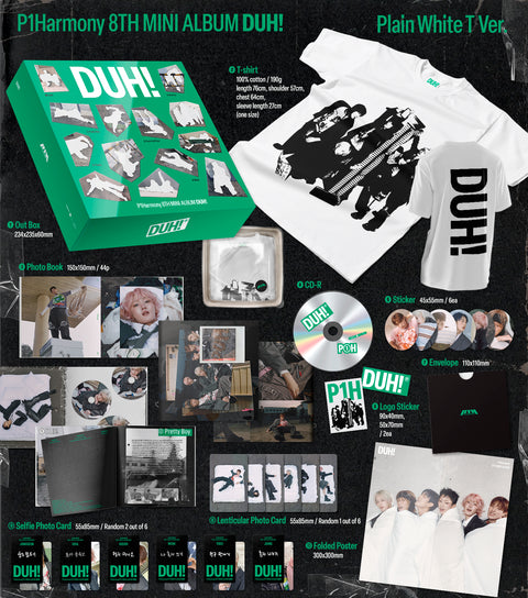 [PRE-ORDER] P1Harmony - 8th mini album [DUH!] (Plain White T Ver.) (MD Ver.) (Limited Edition)
