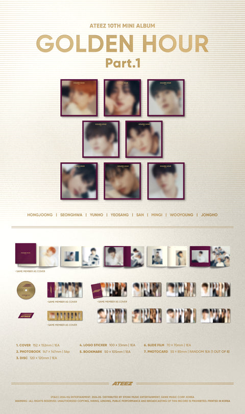 (Member available) ATEEZ - 10TH MINI ALBUM [GOLDEN HOUR : Part.1] (Digipack Ver.)