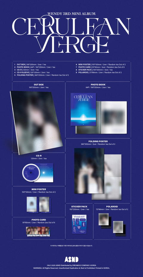 [PRE-ORDER] WENDY - 3rd mini album [Cerulean Verge] (Photobook Ver.) (2 TYPES Random) (+ MAKESTAR P.O.B)