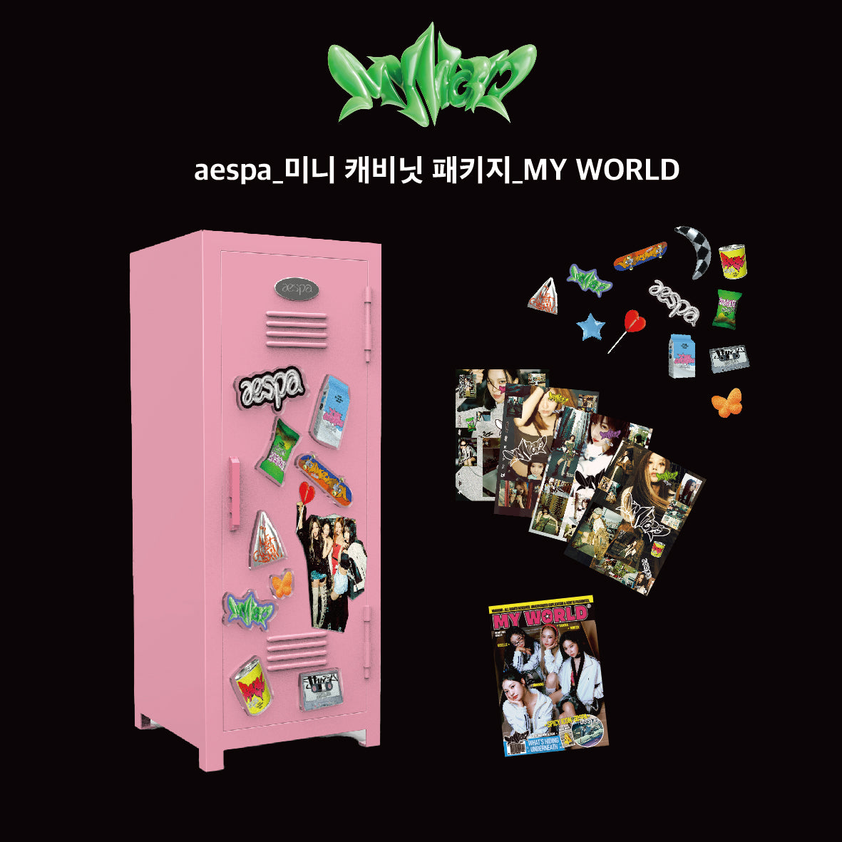 レア★aespa MINI CABINET PACKAGE - MY WORLD aespa Mini Cabinet Package MY WORLD version Official MD