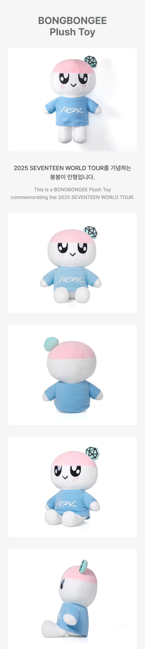 [PRE-ORDER] SEVENTEEN - OFFICIAL MD [2025 WORLD TOUR IN INCHEON] BONGBONGEE Plush Toy