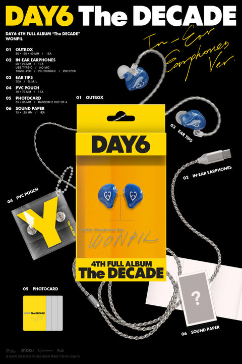 [PRE-ORDER] DAY6 - 4th Full Album [The DECADE] (IN-EAR EARPHONES ver.) (4 TYPES Random)