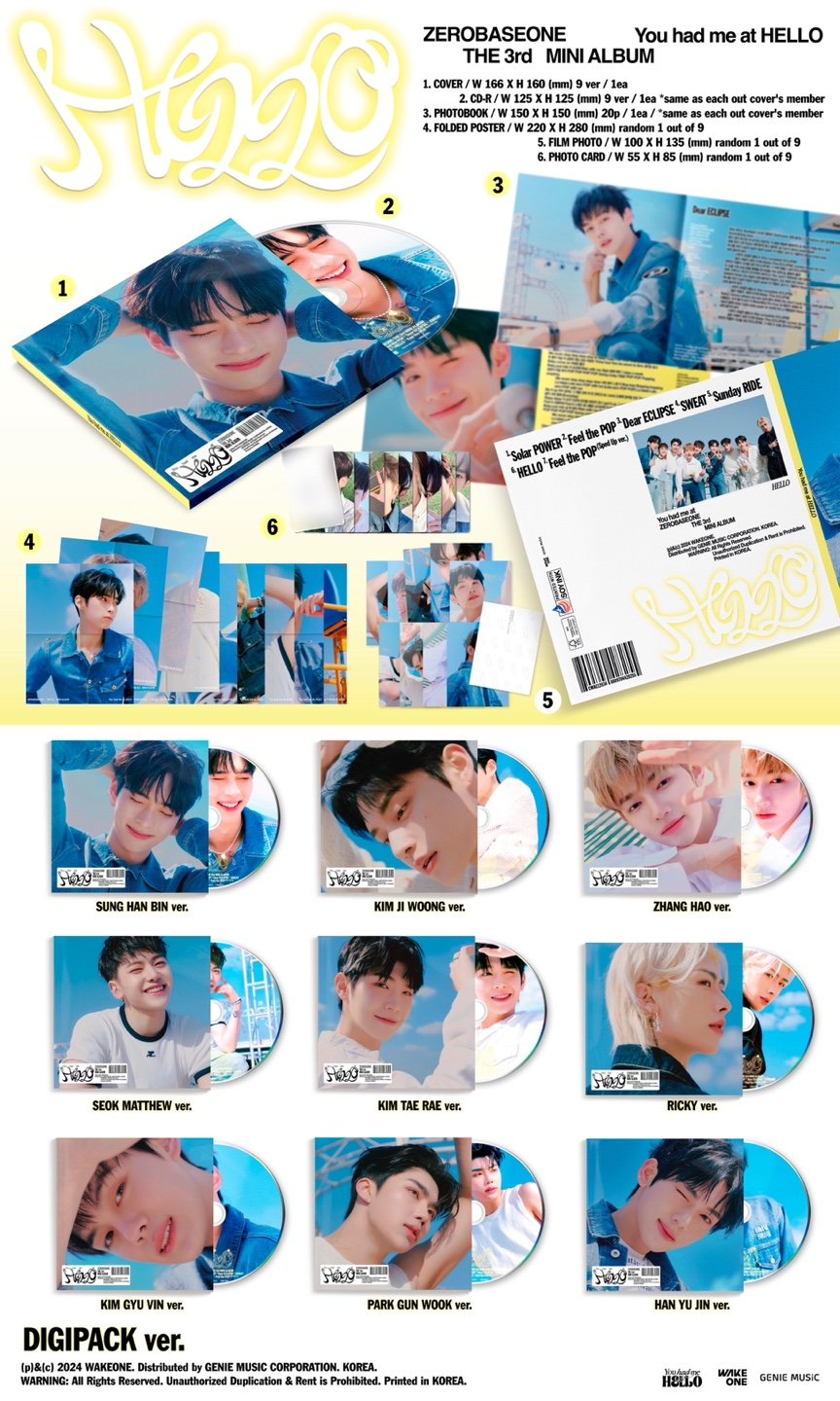 ☆3.4月特典☆ꕤ*˸*ハチミツ柚出品✻*˸ꕤ ZEROBASEONE 3RD MINI ALBUM - YOU HAD ME AT HELLO (DIGIPACK