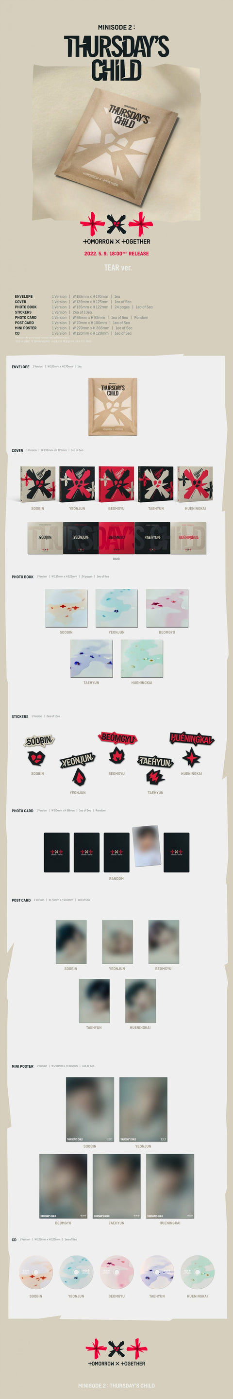 TXT (TOMORROW X TOGETHER) - Mini Album Vol.4 [minisode 2: Thursday's Child] (TEAR Ver.)
